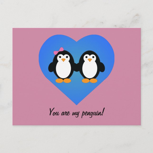 Carte Postale Amour de pingouin (Devant)