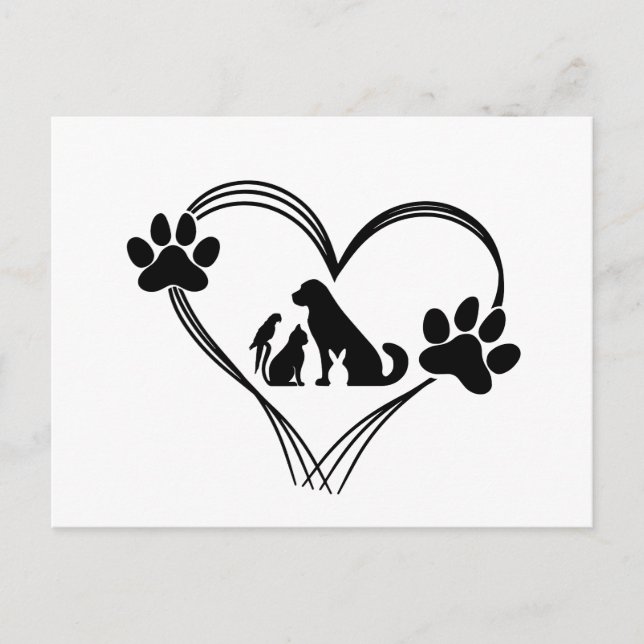 Carte Postale Amour des pattes d'animaux  (Devant)