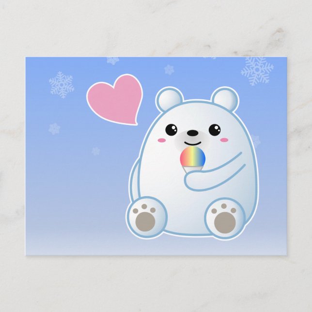Carte Postale Amour d'ours blanc (Devant)