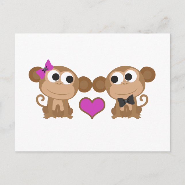 Carte Postale Amour du singe mignon (Devant)