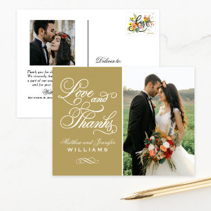Carte Postale Amour et Merci Antique Mariage Photo Merci