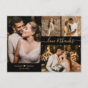Carte Postale Amour et Merci Black Gold Mariage Merci