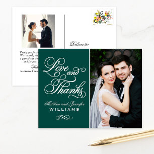 Carte Postale Amour et Merci Emerald Mariage Photo Merci