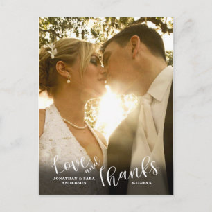 Carte Postale Amour et Merci Mariage de calligraphie Merci
