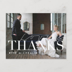 Carte Postale Amour Et Merci Nom et Merci photo personnalisés