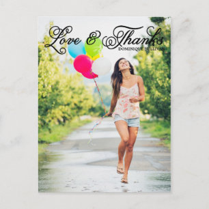 Carte Postale Amour et Merci Pretty Script Photo Graduation