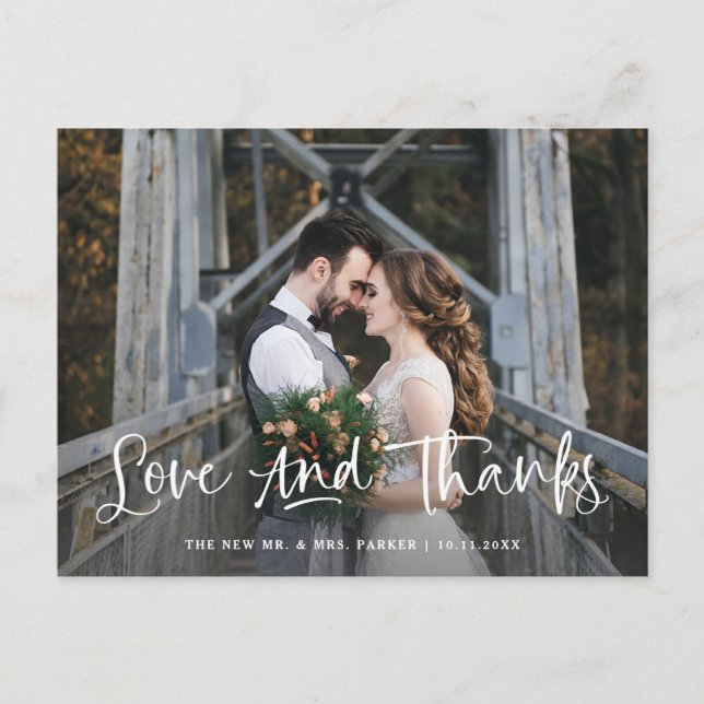 Carte Postale Amour et Merci | Rustic Mariage photo Merci (Devant)