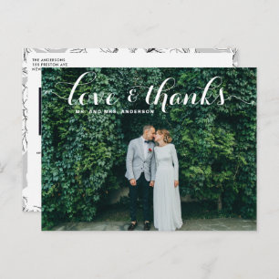 CARTE POSTALE AMOUR ET MERCI SCRIPT MARIAGE MERCI POSTCARD