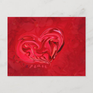 Carte postale Amour et Paix Coeur rouge