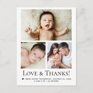 Carte Postale Amour et Remerciements Bébé Photo Annonce de naiss