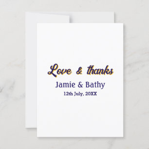Carte Postale Amour et remerciements couple nom date violet oran