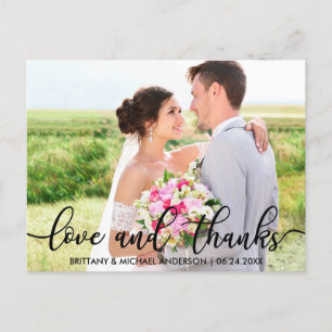 Carte Postale Amour et Remerciements Mariage Moderne Merci Photo