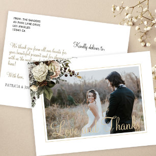 Carte Postale Amour et remerciements pivoines d'hiver mariage re