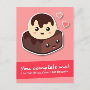 Carte Postale Amour et Romance - Glace à la Vanille et Brownie