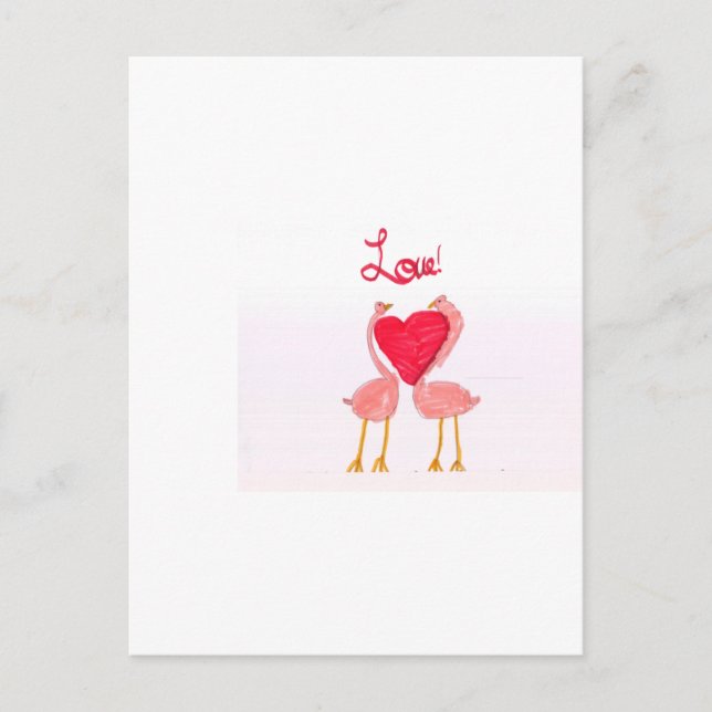 Carte Postale Amour Flamant rose (Devant)