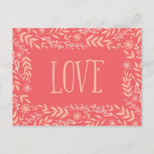 Carte Postale Amour floral rustique   Pinkish Orange  