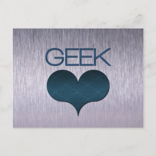 Carte postale Amour geek (Coeur), Bleu foncé