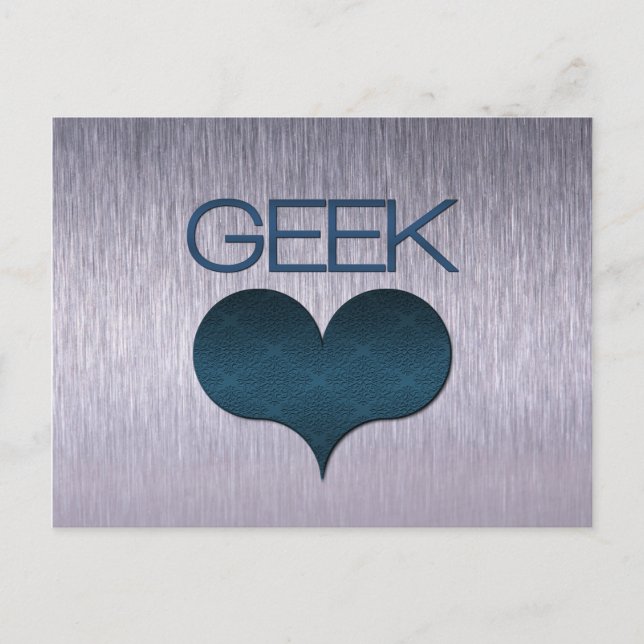Carte postale Amour geek (Coeur), Bleu foncé (Devant)