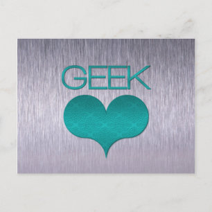 Carte postale Amour geek (Coeur), Turquoise