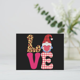 Carte Postale Amour Gnome Valentines Jour Buffalo Rouge Plaid Le