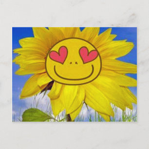 Carte Postale Amour, heureux, tournesol, coloré, fleur, animé