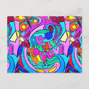 Carte Postale amour hippie groovy psychédélique