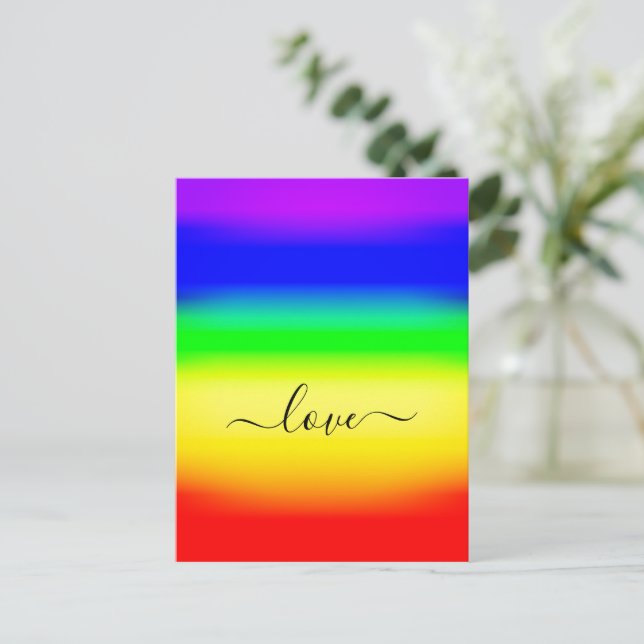 Carte Postale Amour LGBT Rainbow Pride Ombre Script Swash (Debout devant)