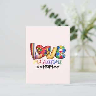 Carte Postale Amour Maman Sensibilisation sur l'autisme pour les
