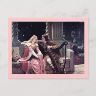 Carte Postale Amour Médiéval Couple Romantique Château Peinture
