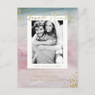 Carte Postale Amour & Merci Aquarelle Dorée Merci Photo