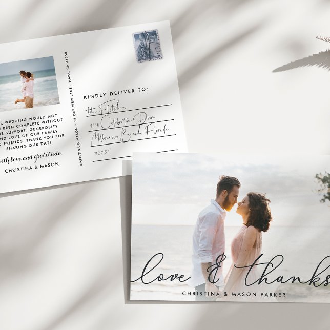 Carte Postale Amour & Merci | Merci photo Mariage (Créateur téléchargé)
