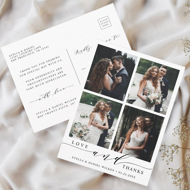 Carte Postale Amour moderne et merci 4 Mariage photo Merci (Front & Back)