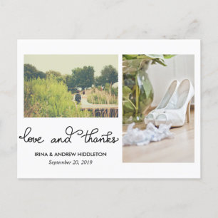 Carte Postale Amour Moderne Et Merci Script Deux Photos Mariages