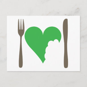 Carte Postale Amour nourriture, amour coeur amour veggie