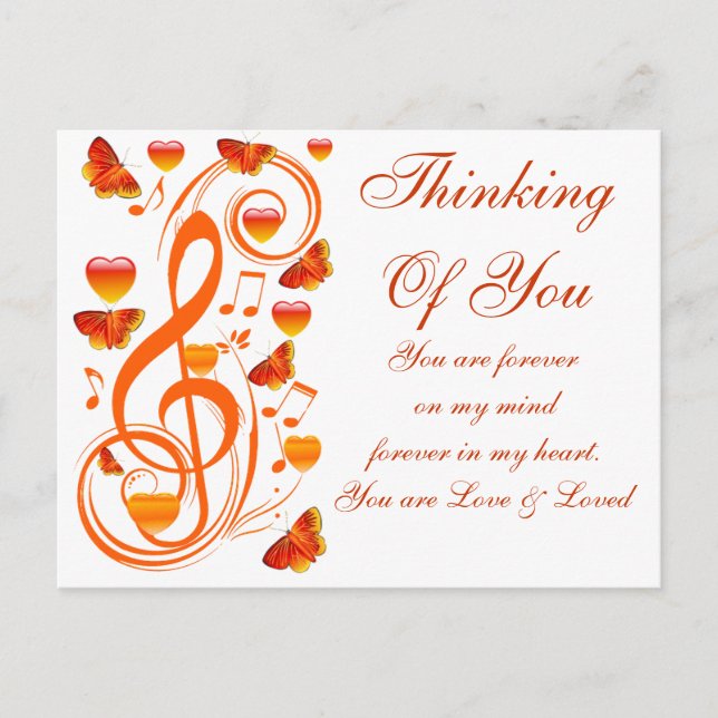 Carte Postale Amour & Papillons,notes de musique_ (Devant)