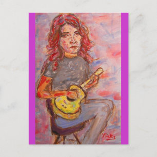 Carte Postale amour pour la paix et ukulele
