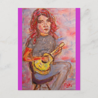 Carte Postale amour pour la paix et ukulele