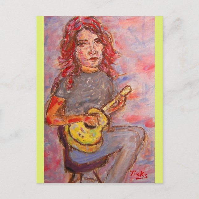Carte Postale amour pour la paix et ukulele (Devant)