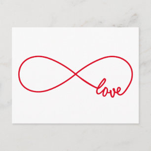 Carte Postale Amour pour toujours, signe rouge infini, amour san