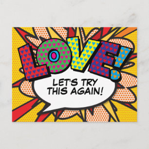 Carte Postale Amour Report de Date Bande Dessinée Pop Art