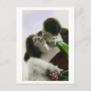 Carte Postale Amour romantique français baiser Vintage