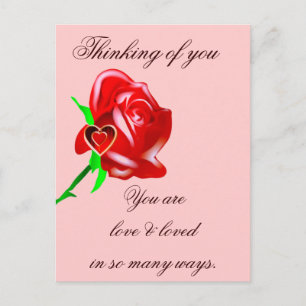 Carte Postale Amour-Rose & Coeur_