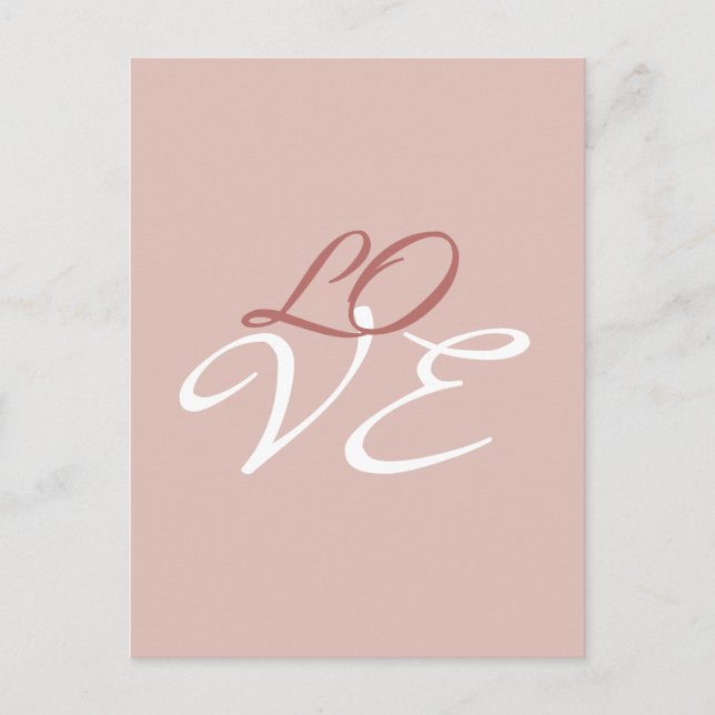 Carte Postale Amour Rose Couleur Or Calligraphie Script (Devant)