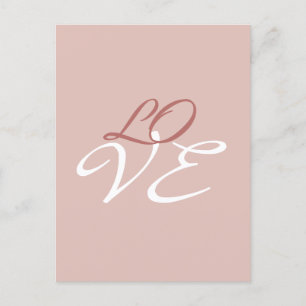 Carte Postale Amour Rose Gold Color Calligraphie Script