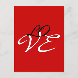 Carte Postale Amour Rouge Blanc Noir Couleur Calligraphie Script