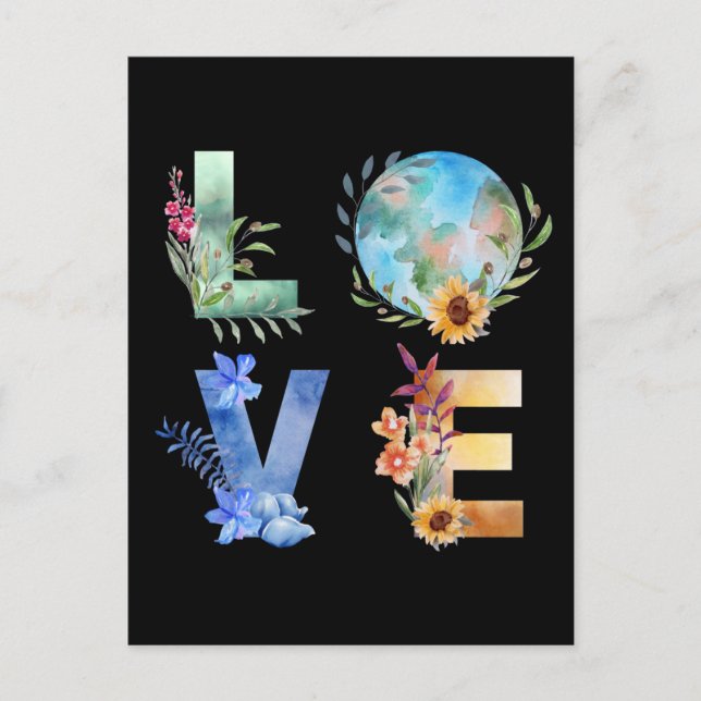 CARTE POSTALE AMOUR SAUVE NOTRE PLANÈTE (Devant)
