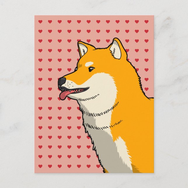 Carte Postale Amour Shiba Rose (Devant)