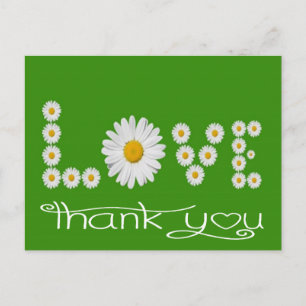 Carte Postale Amour Vert Et Blanc Floral Merci Fleur Faisy