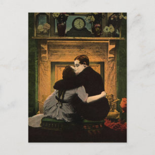 Carte Postale Amour vintage et romance, foyer romantique Kiss