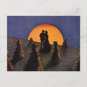 Carte Postale Amour vintage et romance, Harvest Moon Kiss